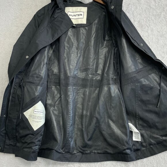 NEW Hunter Women's L Cotton Smock Rain Jacket Hooded Black - Picture 10 of 11